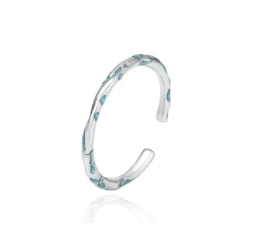 FXPX Ocean Breeze Ring in Silver with Artistic Turquoise Accents for a Unique Look