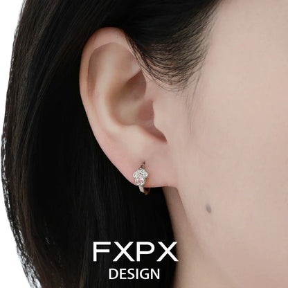 Pink cat paw earrings by FXPX, featuring a cute design perfect for animal lovers.