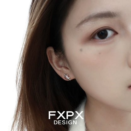 Elegant pink strawberry stud earrings by FXPX, perfect for adding a touch of whimsy to any outfit
