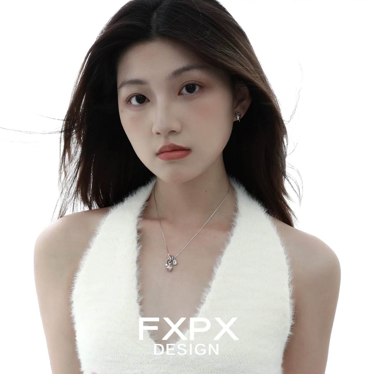 Pink strawberry stud earrings designed by FXPX, perfect for adding a playful touch to any outfit