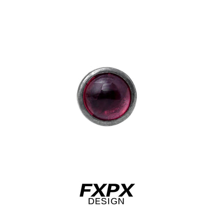 FXPX punk crystal stud earrings featuring a round purple crystal in a sleek metal setting