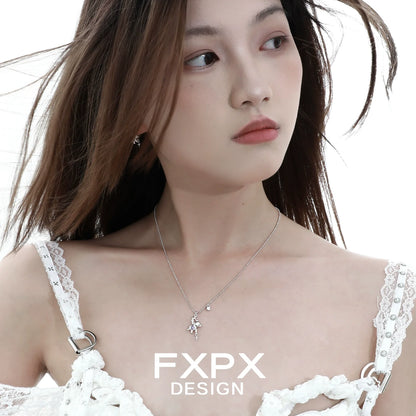 Elegant purple zircon bear necklace from FXPX design with shimmering details and stylish chain