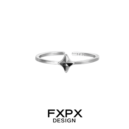 FXPX Sentinel Star Couple Rings in Silver with Elegant Star Design for Couples