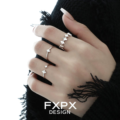 FXPX Sentinel Star Couple Rings in Silver with Elegant Star Design for Matching Couples