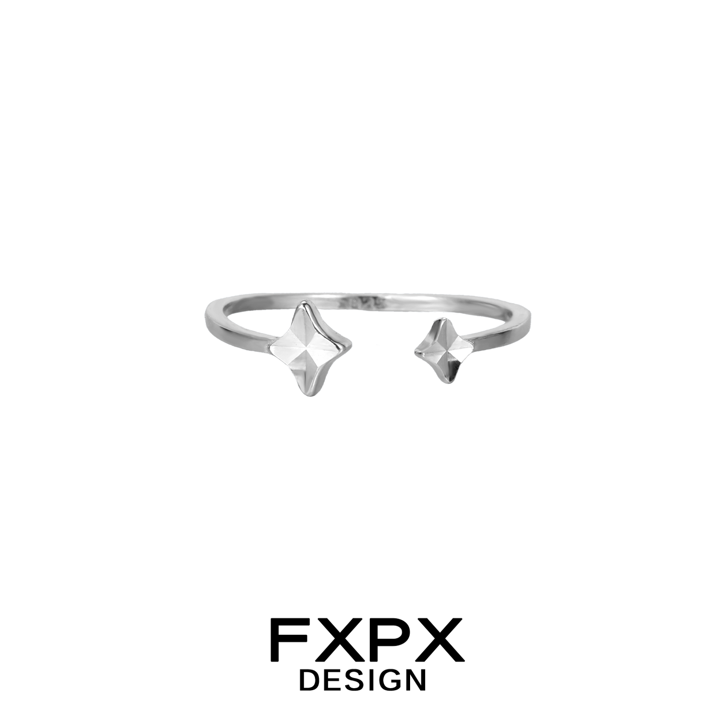 FXPX sentinel star couple rings in silver featuring a minimalist design with star-shaped accents
