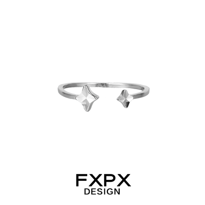 FXPX sentinel star couple rings in silver featuring a minimalist design with star-shaped accents