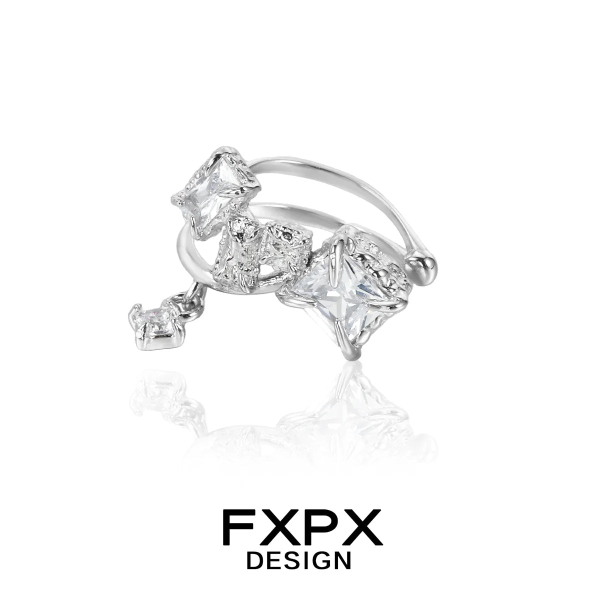 FXPX shattered prism zircon ear cuff with sparkling gems in a unique design for stylish accessories
