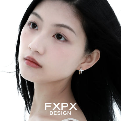 Elegant FXPX silver axis cross earrings designed for a stylish look