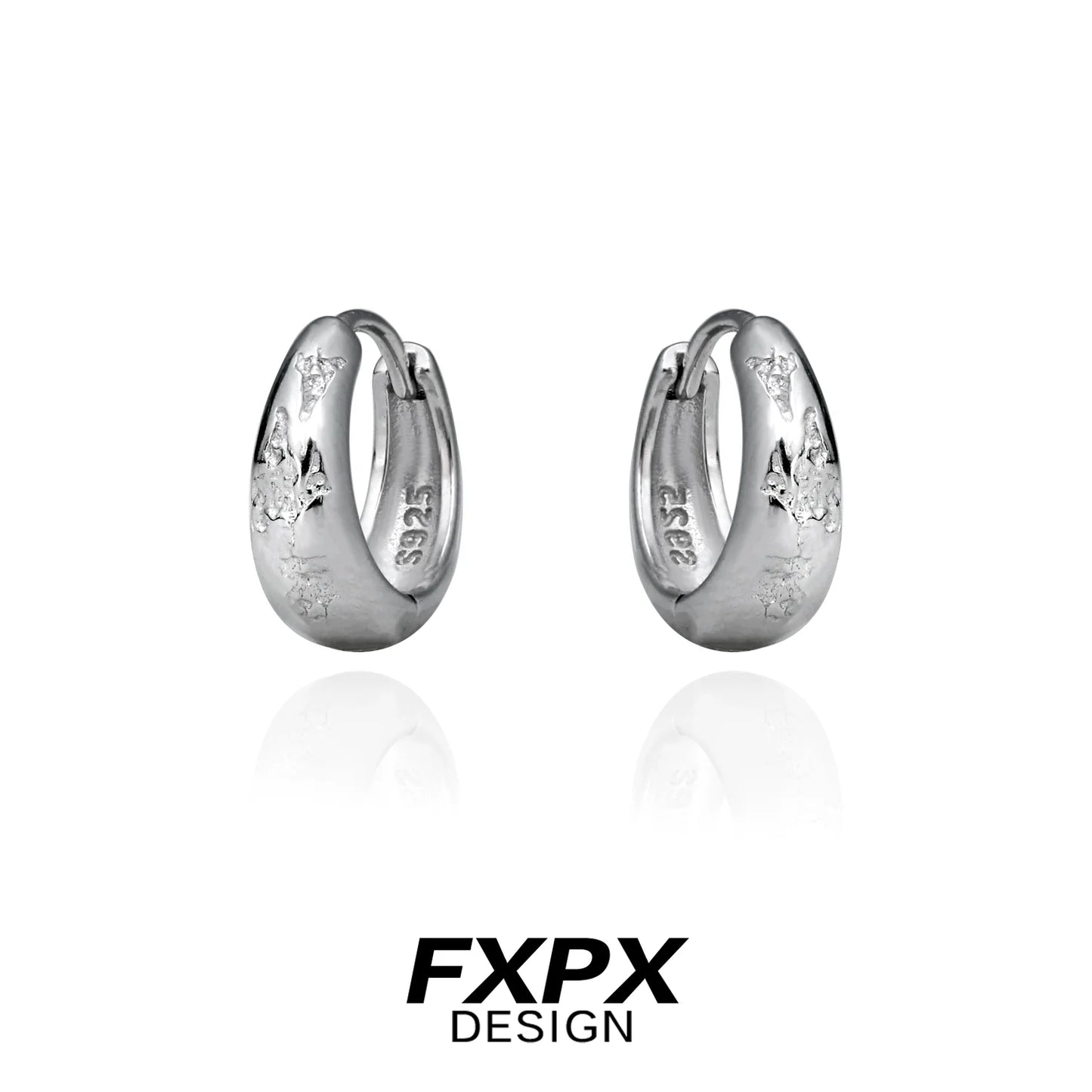 Elegant FXPX silver ear clips for women featuring a smooth, polished finish and modern design