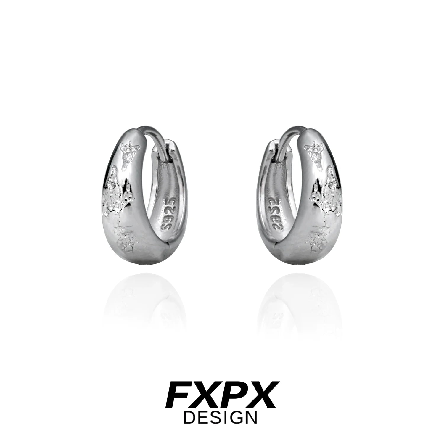 Elegant FXPX silver ear clips for women featuring a smooth, polished finish and modern design