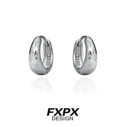Elegant FXPX silver ear clips for women featuring a smooth, polished finish and modern design
