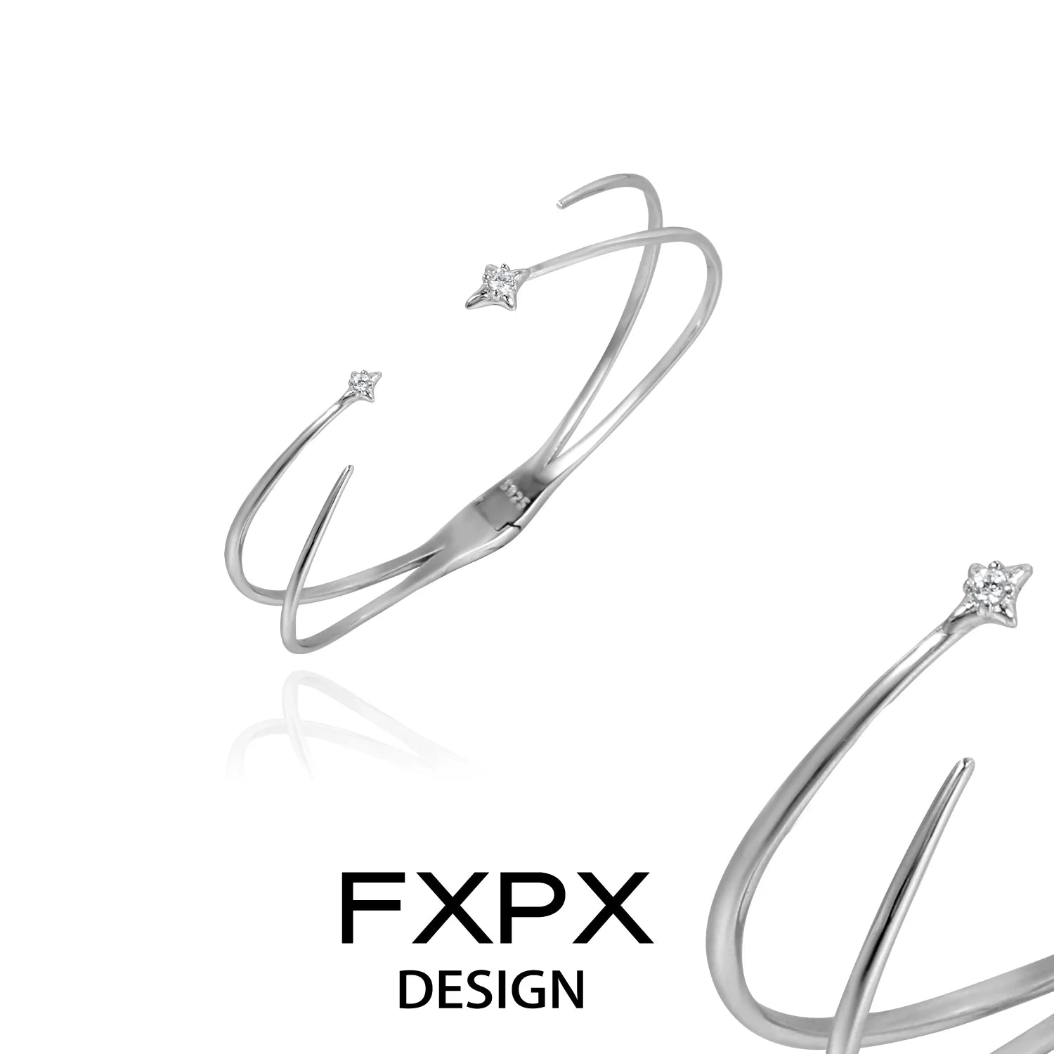 FXPX silver star bracelet featuring a minimalist design with delicate star accents