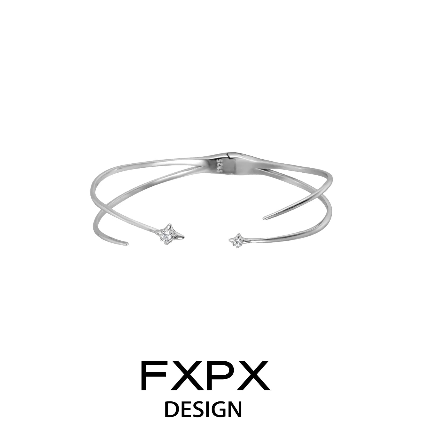 FXPX Silver Star Bracelet with Elegant Design and Sparkling Star Accents
