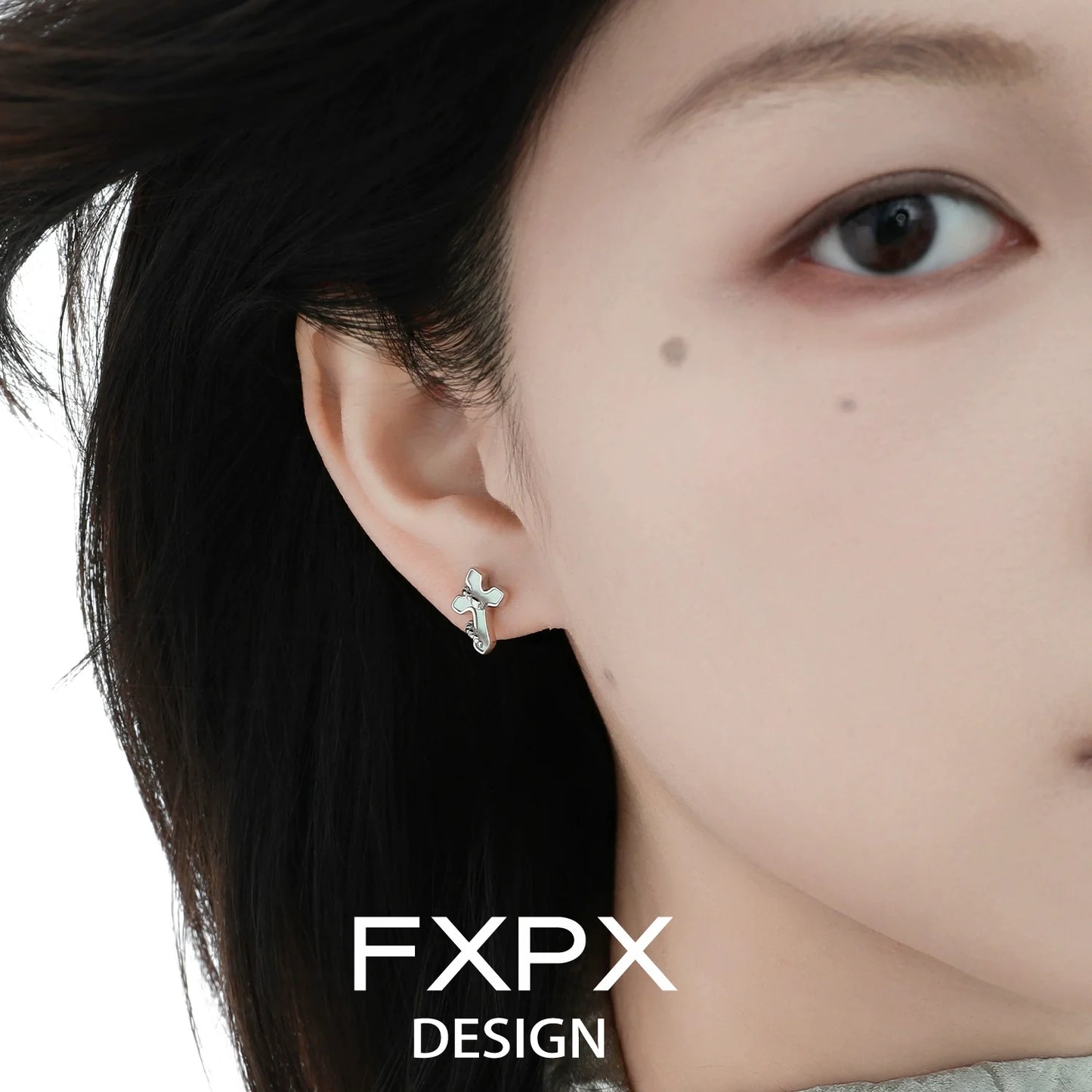 Stylish FXPX snake wrap cross earrings crafted for a unique and elegant look