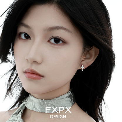 Stylish FXPX snake wrap cross earrings featuring intricate design and elegant finish