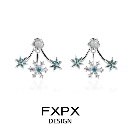 FXPX snowflake agate stud earrings featuring star and gemstone accents for a chic look