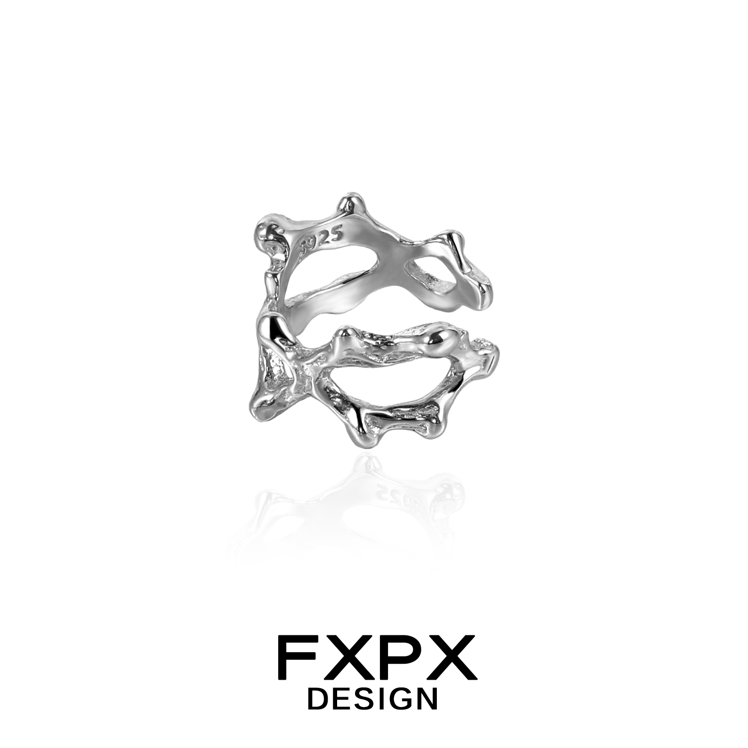Unique FXPX special shaped silver ear cuff with an artistic design for stylish ear accessories