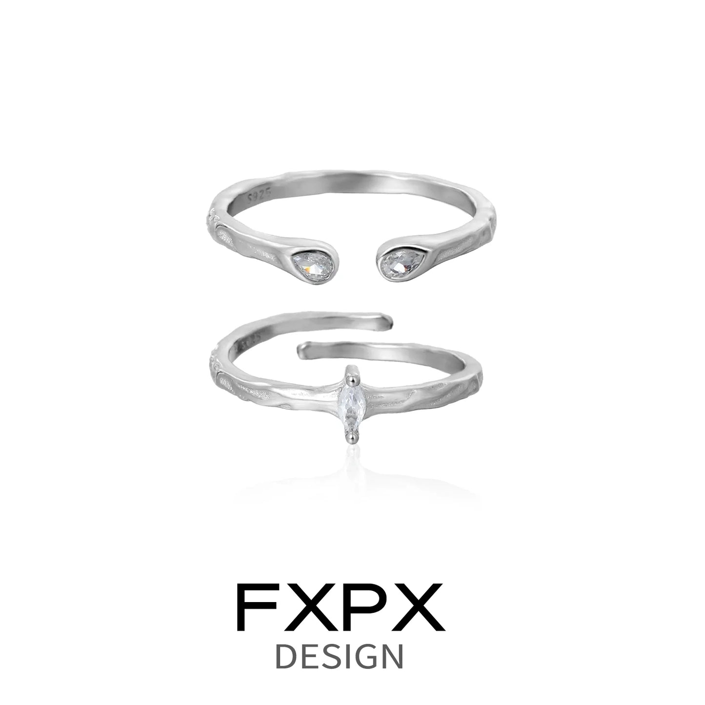 FXPX star gaze couple rings in silver featuring sparkling accents for a romantic touch