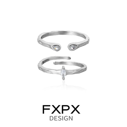 FXPX star gaze couple rings in silver featuring sparkling accents for a romantic touch