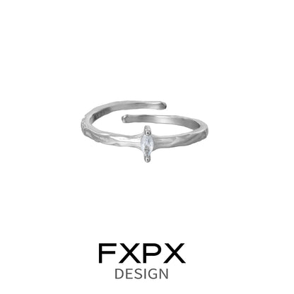 Stylish FXPX star gaze couple rings in silver with a unique design and stone accent