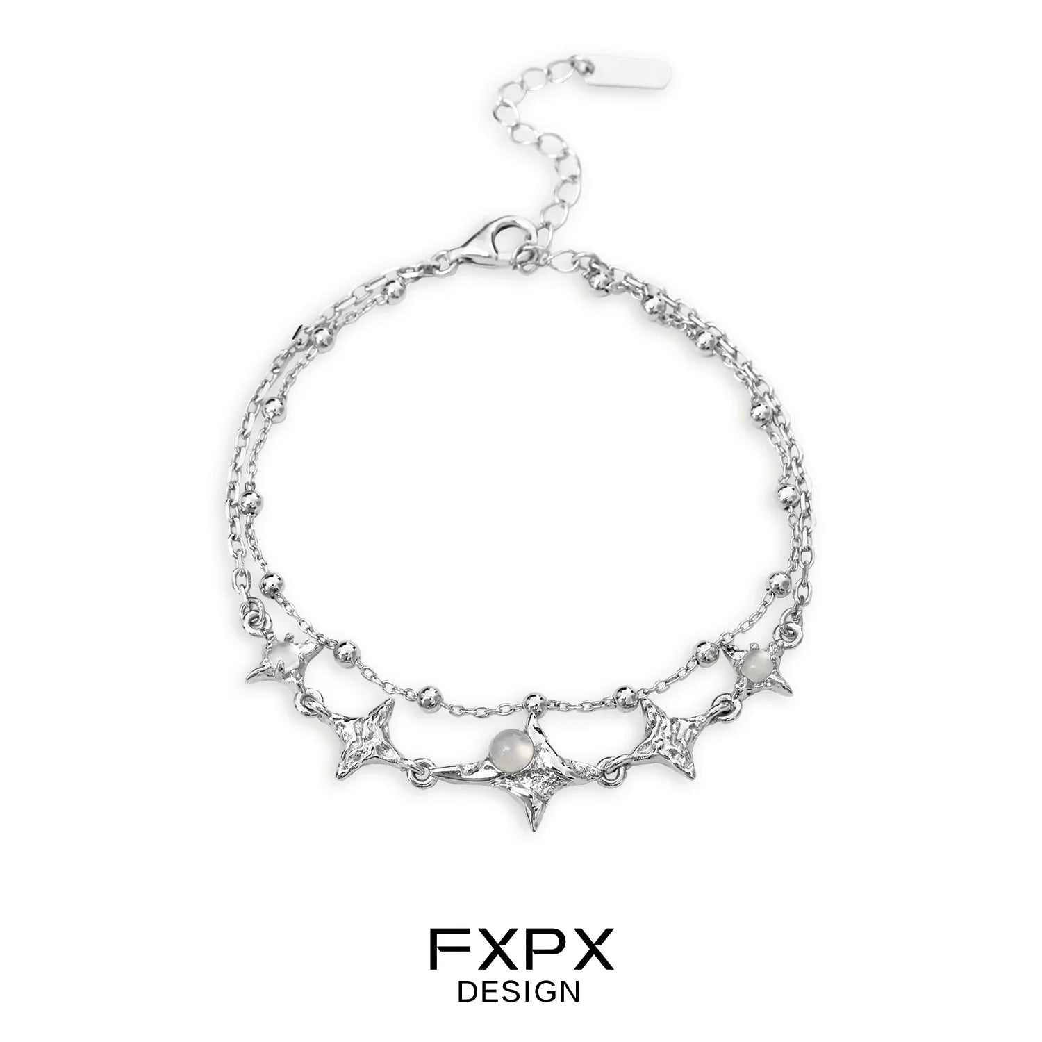 FXPX star silver bracelet with decorative star accents and pearls for a chic look