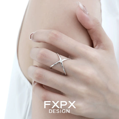 Stunning FXPX star silver ring displayed on a hand for elegant jewelry style