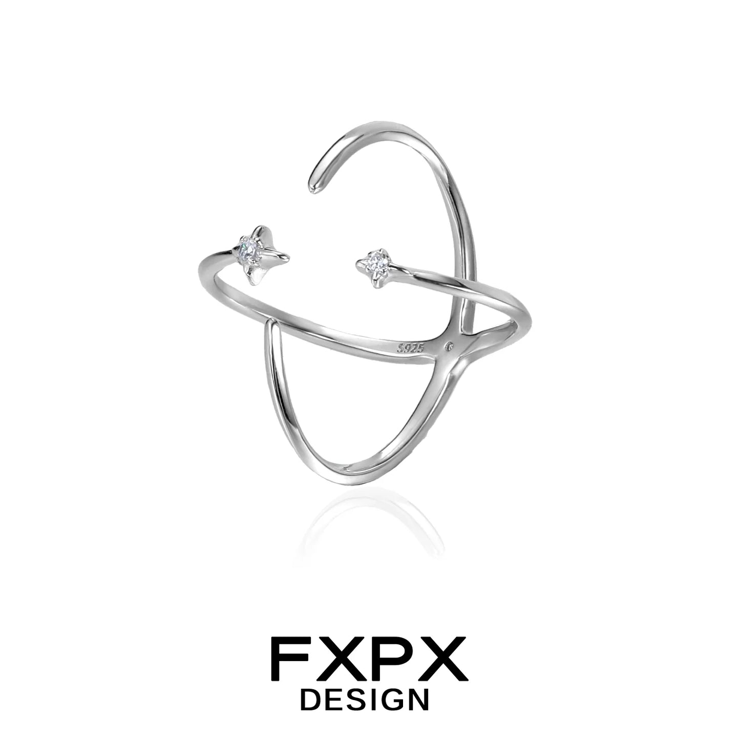 FXPX star silver ring featuring a unique design with sparkling star accents