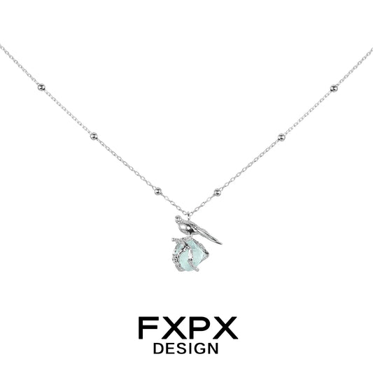 Elegant swallow fluorite silver necklace with a delicate chain and stylish pendant