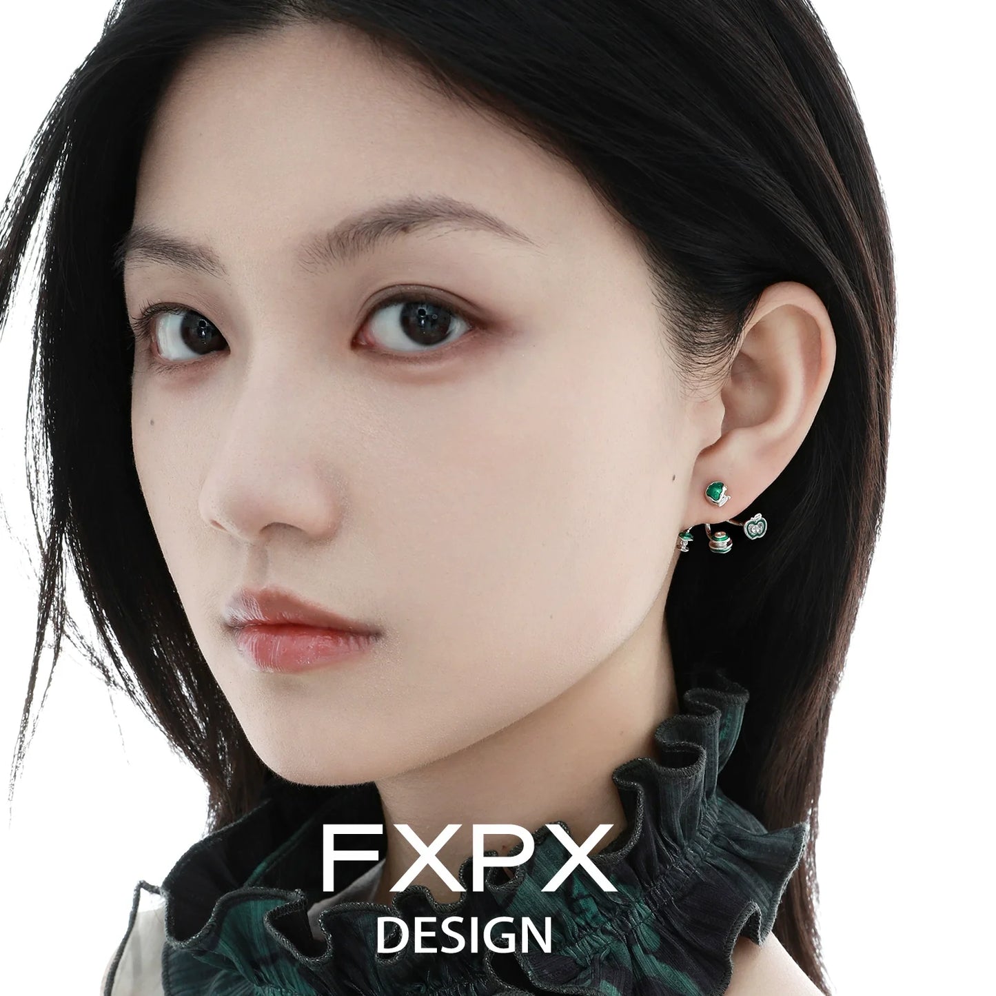 Stylish sweet apple silver earrings featuring delicate design and vibrant gemstone accents