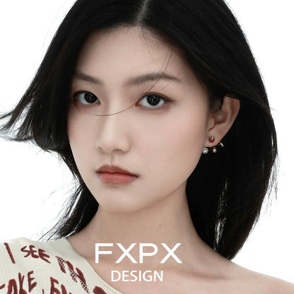 Sweet apple silver earrings designed by FXPX, showcasing a delicate and elegant style for everyday wear