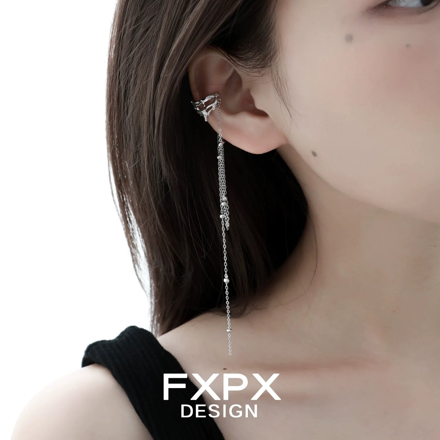 Stylish FXPX tassel ear cuff for women featuring delicate chains and modern design