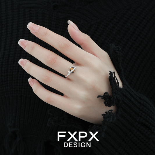 Stylish FXPX tiger eye ring for women set in a silver band, perfect for everyday wear