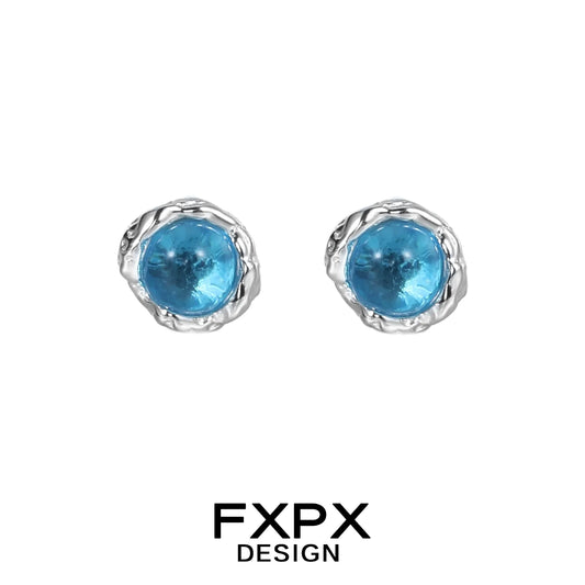 Turquoise blue screw stud earrings with a sleek silver setting for a stylish look