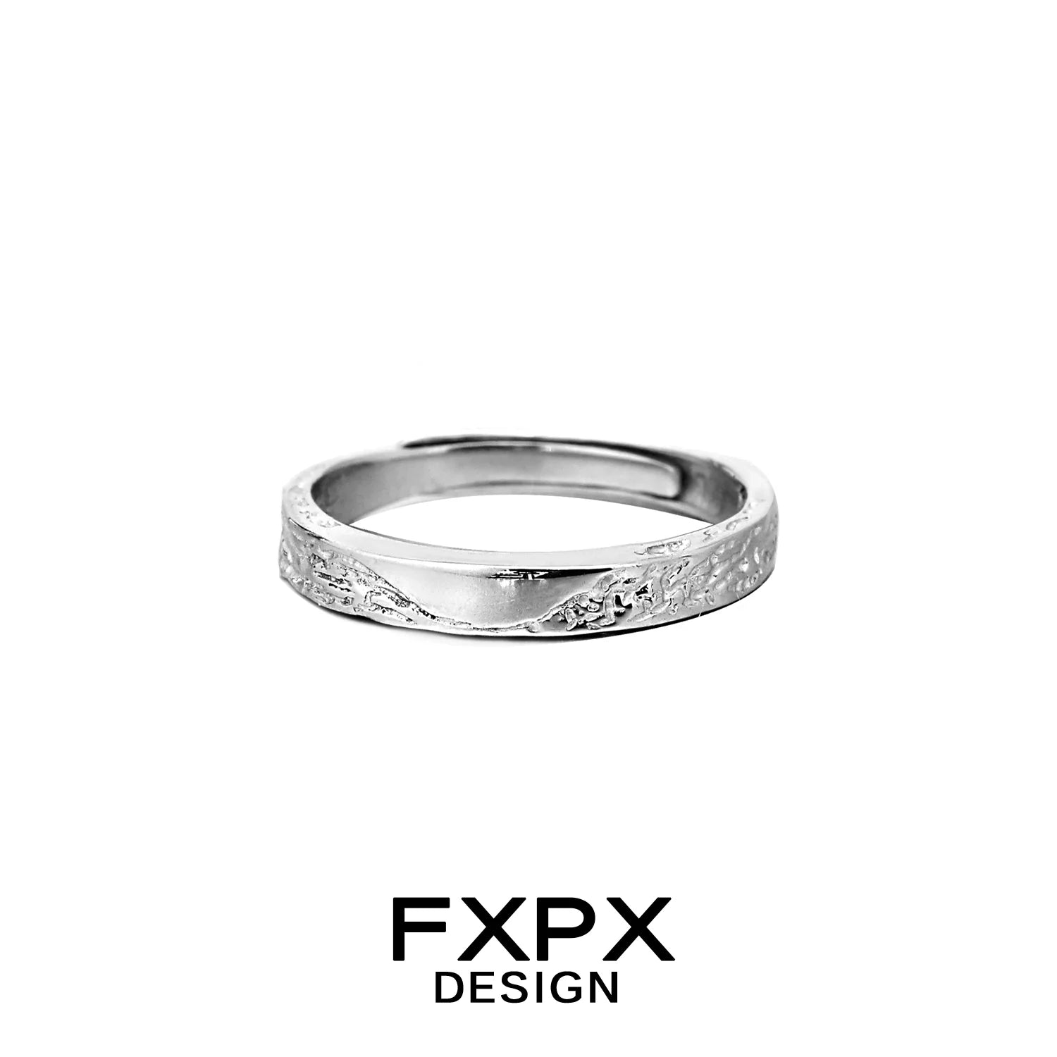 FXPX unique couple rings with a textured design for a stylish and modern look