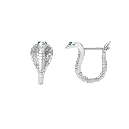 FXPX unique serpent earrings for women with detailed snake design and green gems for eyes