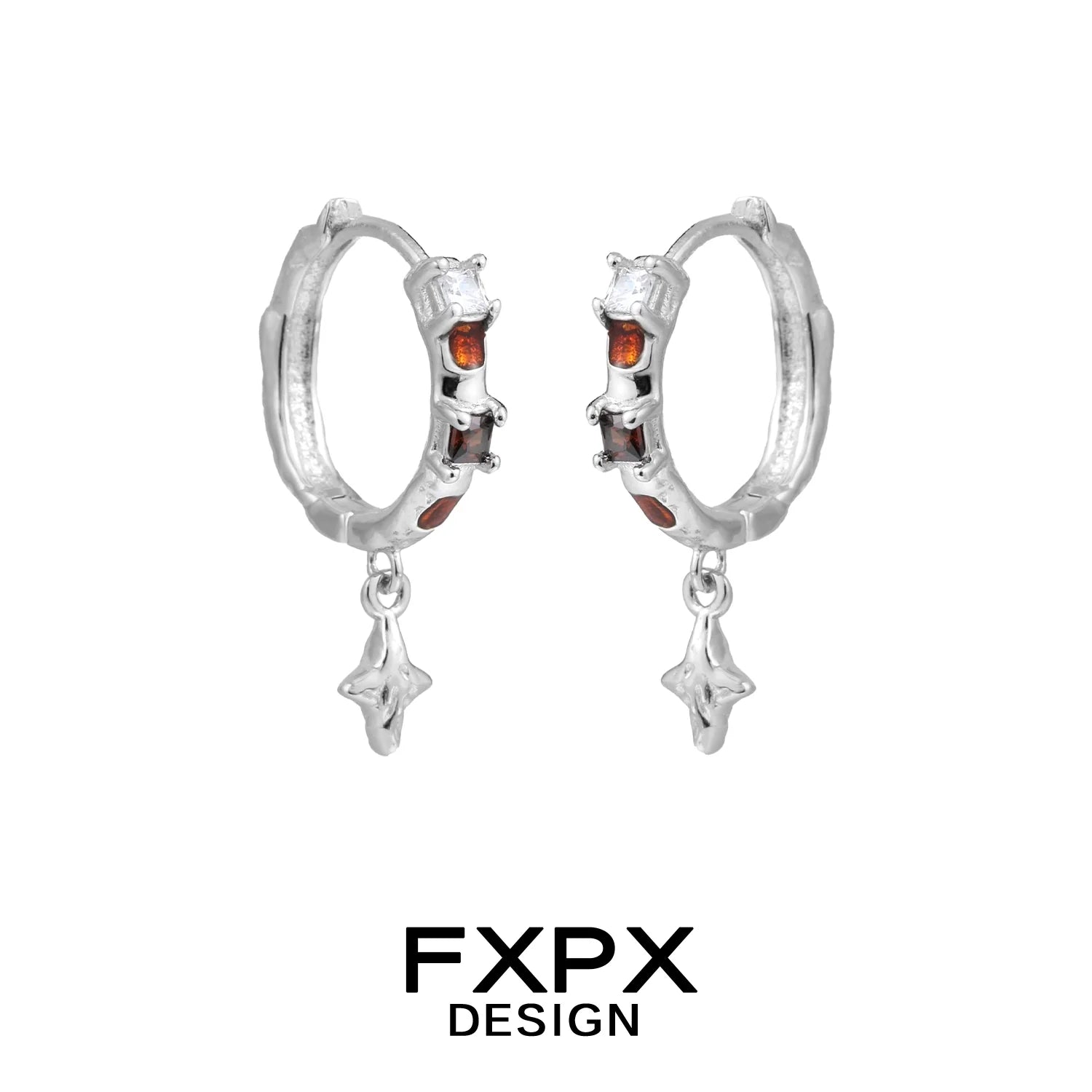 FXPX vintage checker earrings with a unique design and sparkling accents for stylish looks
