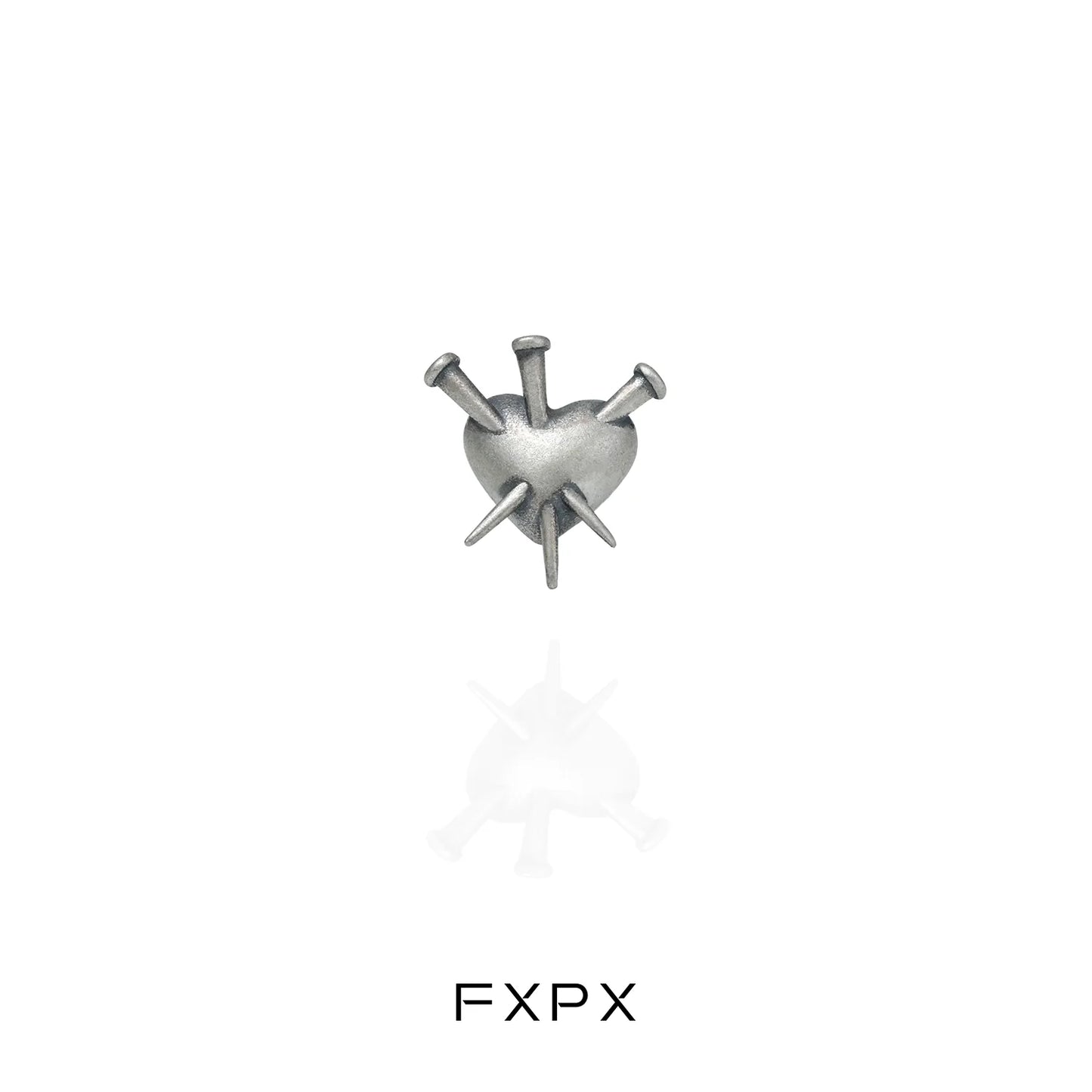 Vintage punk silver earrings featuring a heart design with spikes for a bold accessory