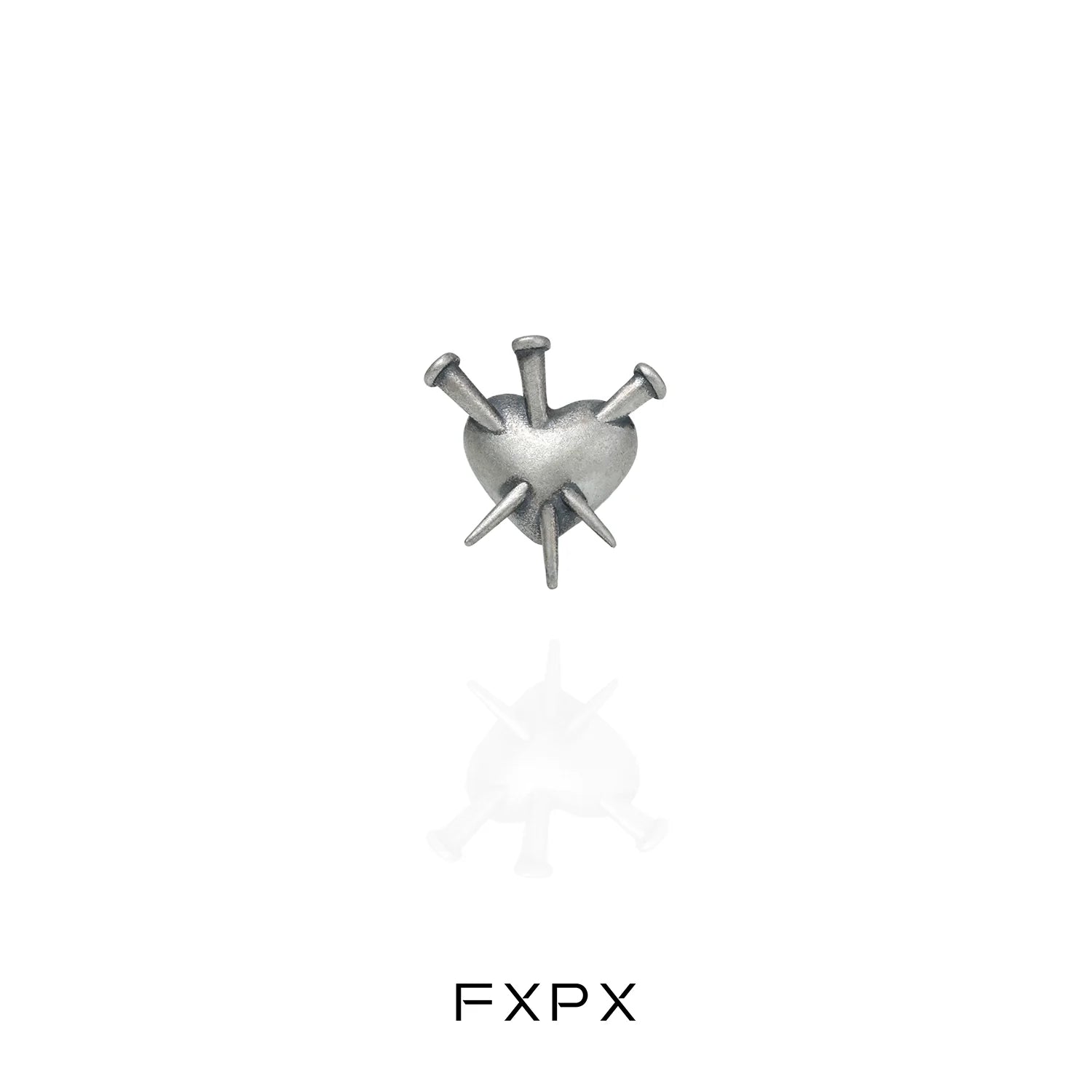 Vintage punk silver earrings featuring a heart design with spikes for a bold accessory