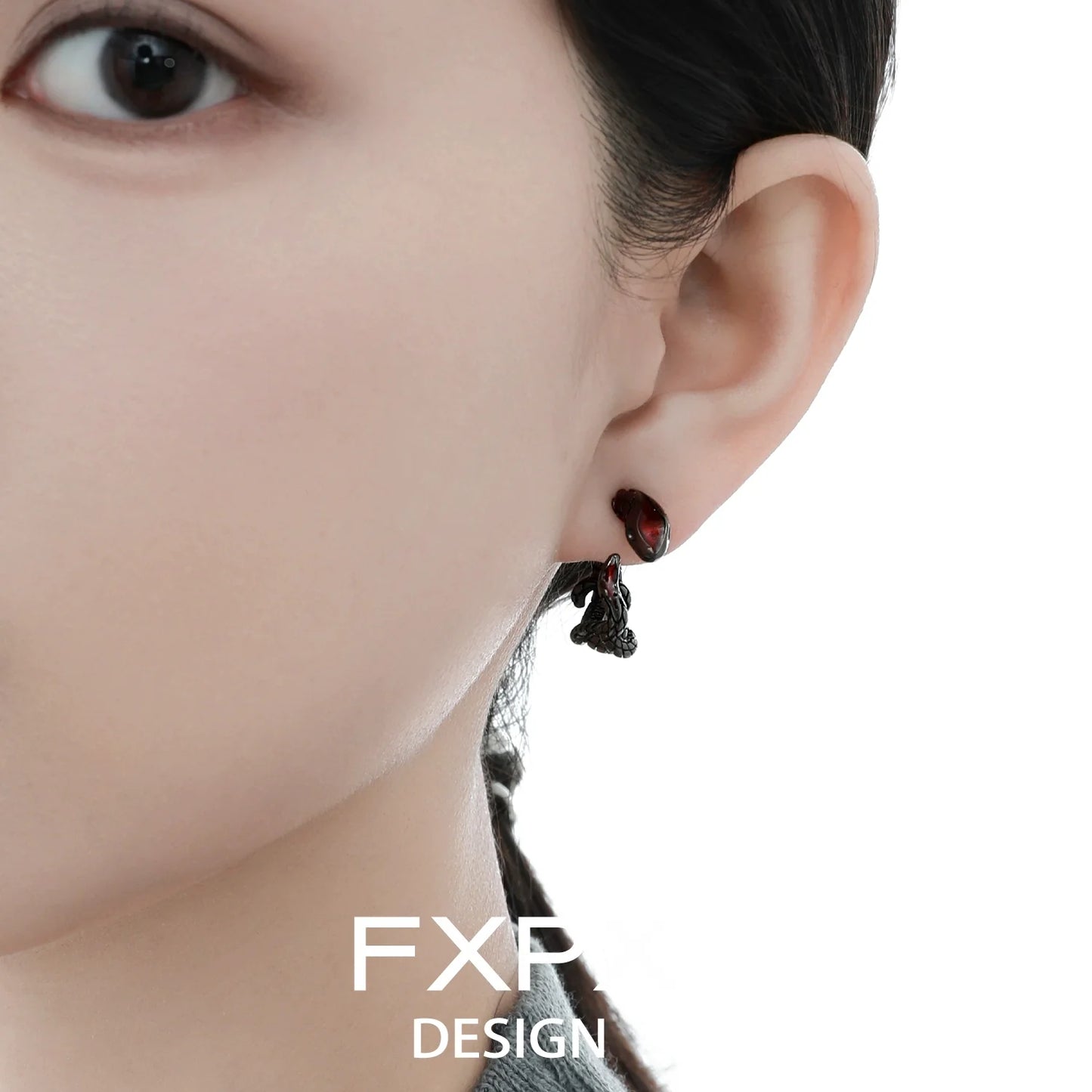 FXPX Viper Wrap Earrings in Black and Red for a Stylish and Unique Look