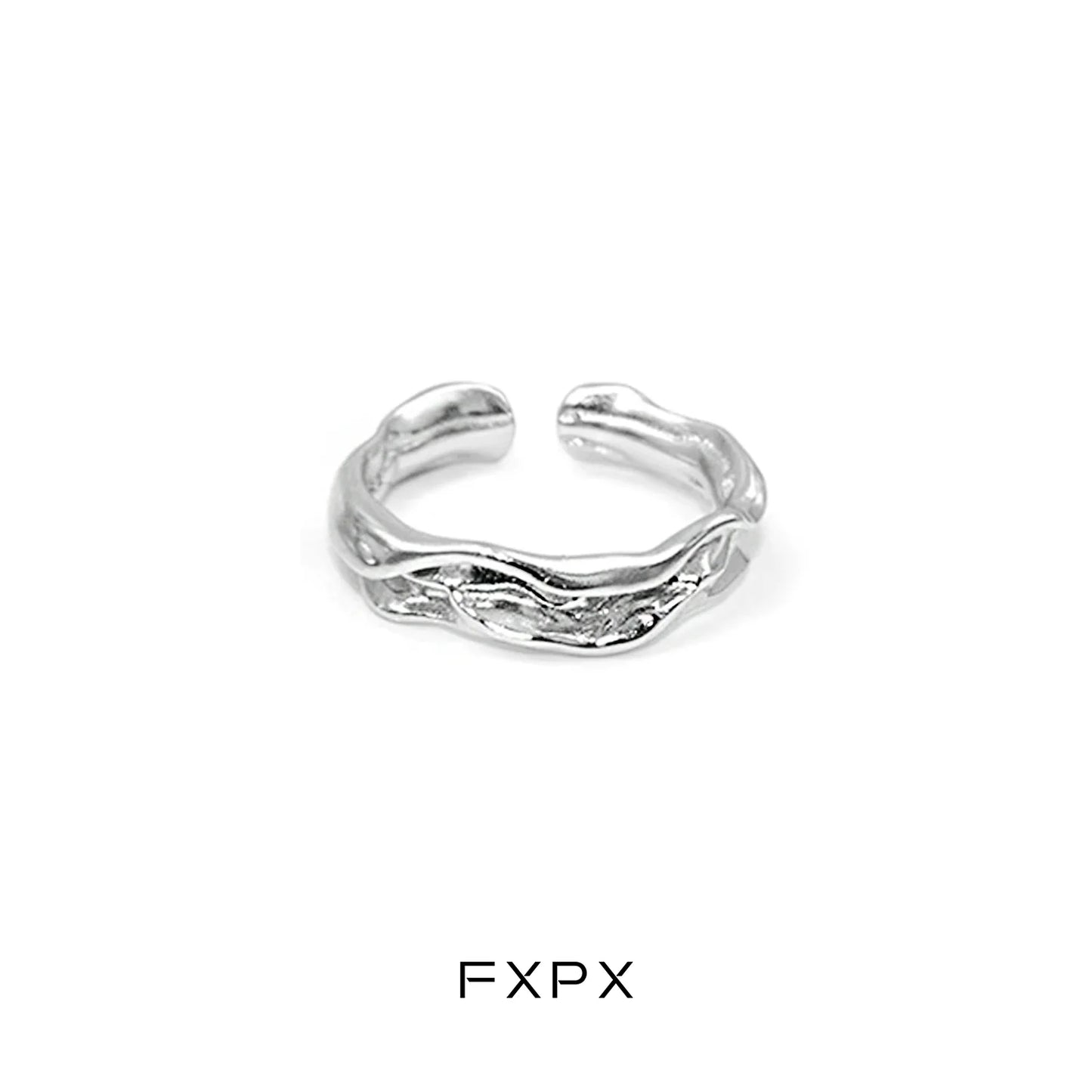 FXPX Voyage Texture Ring in silver with an organic wavy design for a unique style