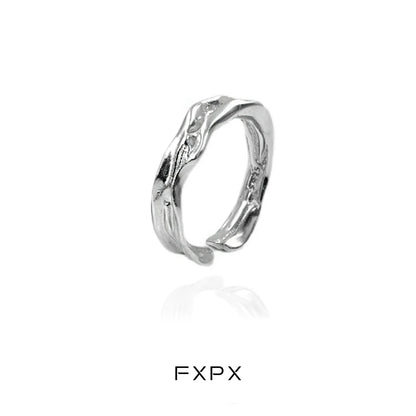 FXPX Silver Voyage Texture Ring with a Unique Organic Design for Everyday Wear