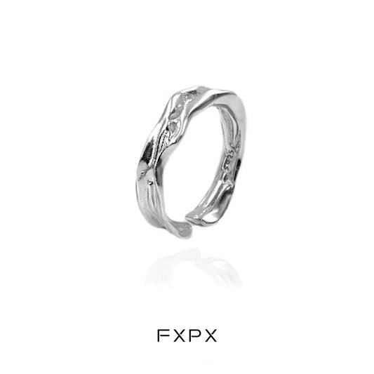 FXPX Silver Voyage Texture Ring with a Unique Organic Design for Everyday Wear