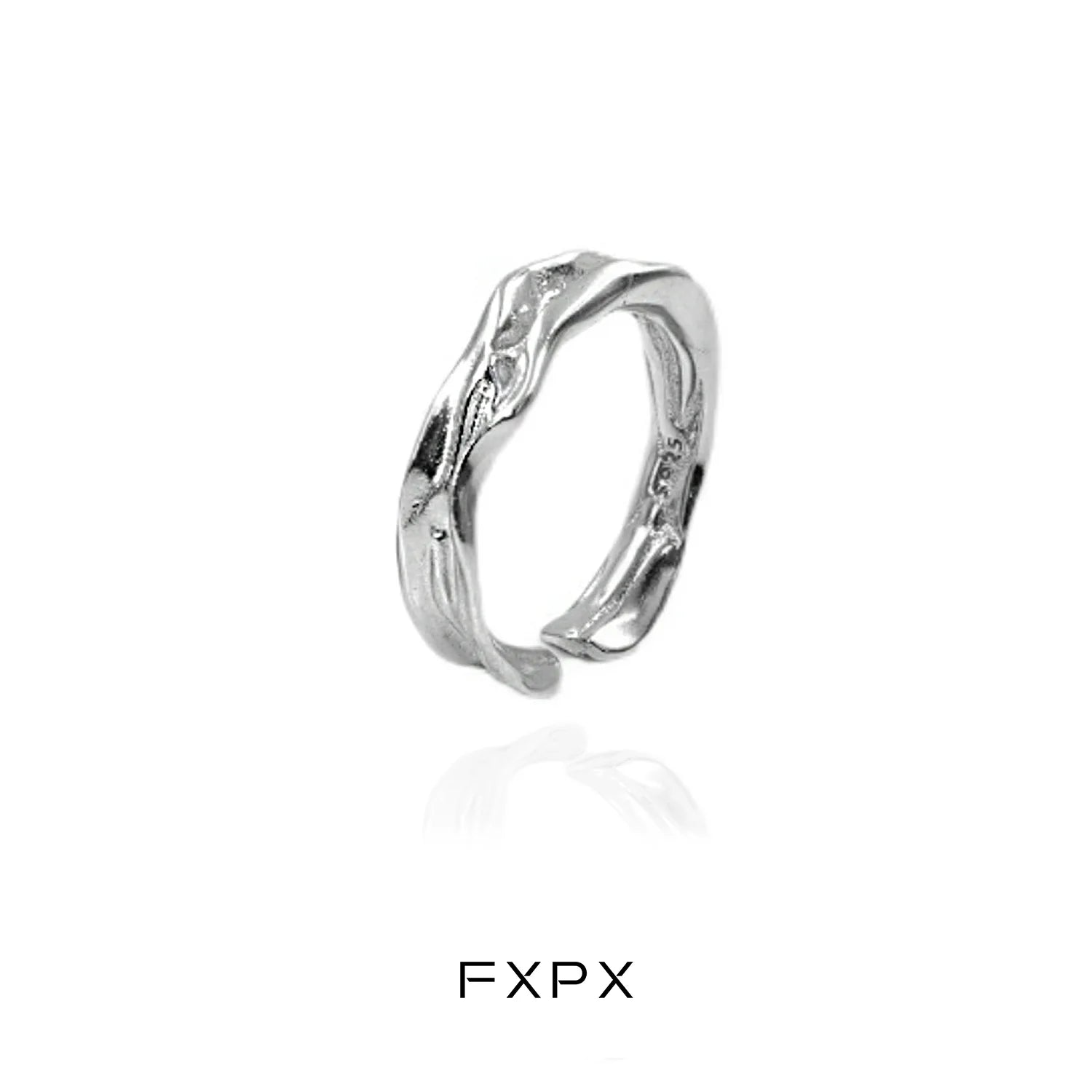 FXPX Voyage Texture Ring in Silver with a Unique Wavy Design