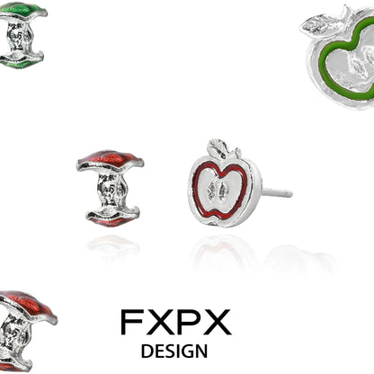FXPX Y2K apple earrings featuring colorful designs and unique styles for trendy accessories