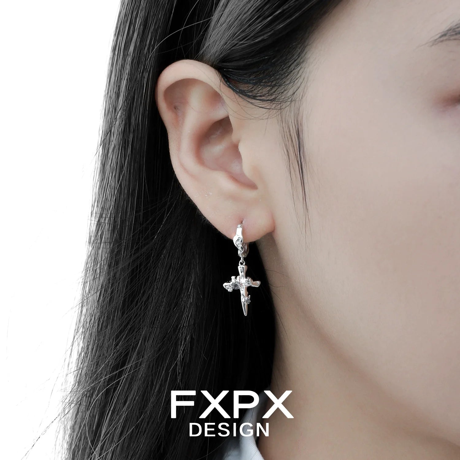 Stylish FXPX Y2K cross earrings featuring a unique design for a trendy look