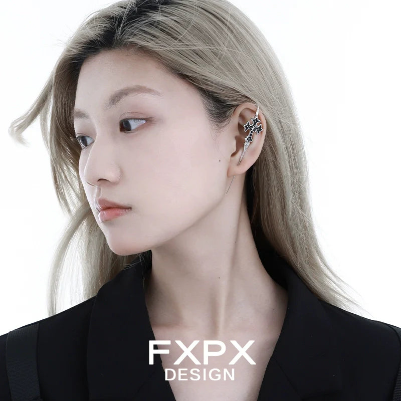 Y2K gothic cross ear needle by FXPX, featuring a stylish design for a modern aesthetic