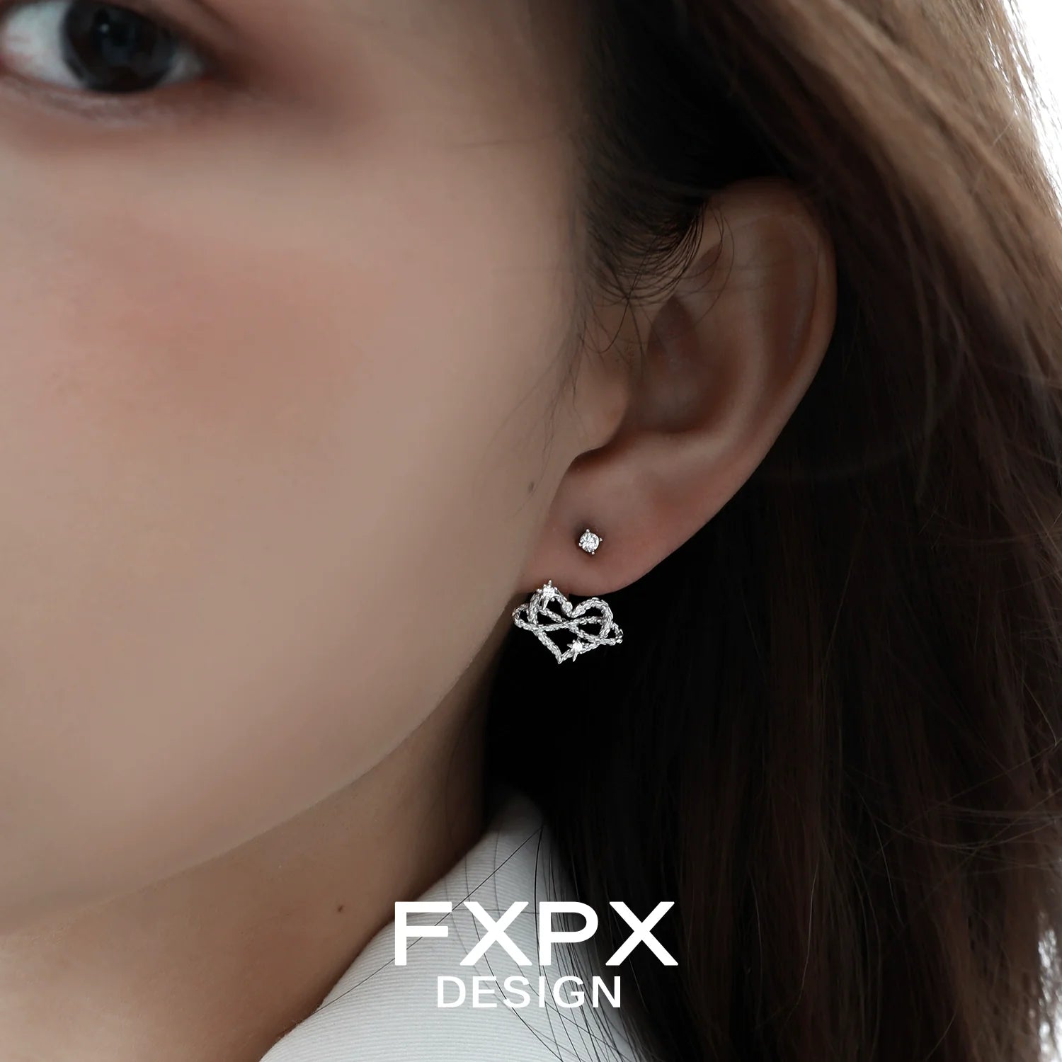 Stylish FXPX Y2K heart earrings featuring a unique design perfect for trendy outfits