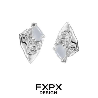 Stylish FXPX Y2K meteor earrings featuring intricate silver detailing and a modern design