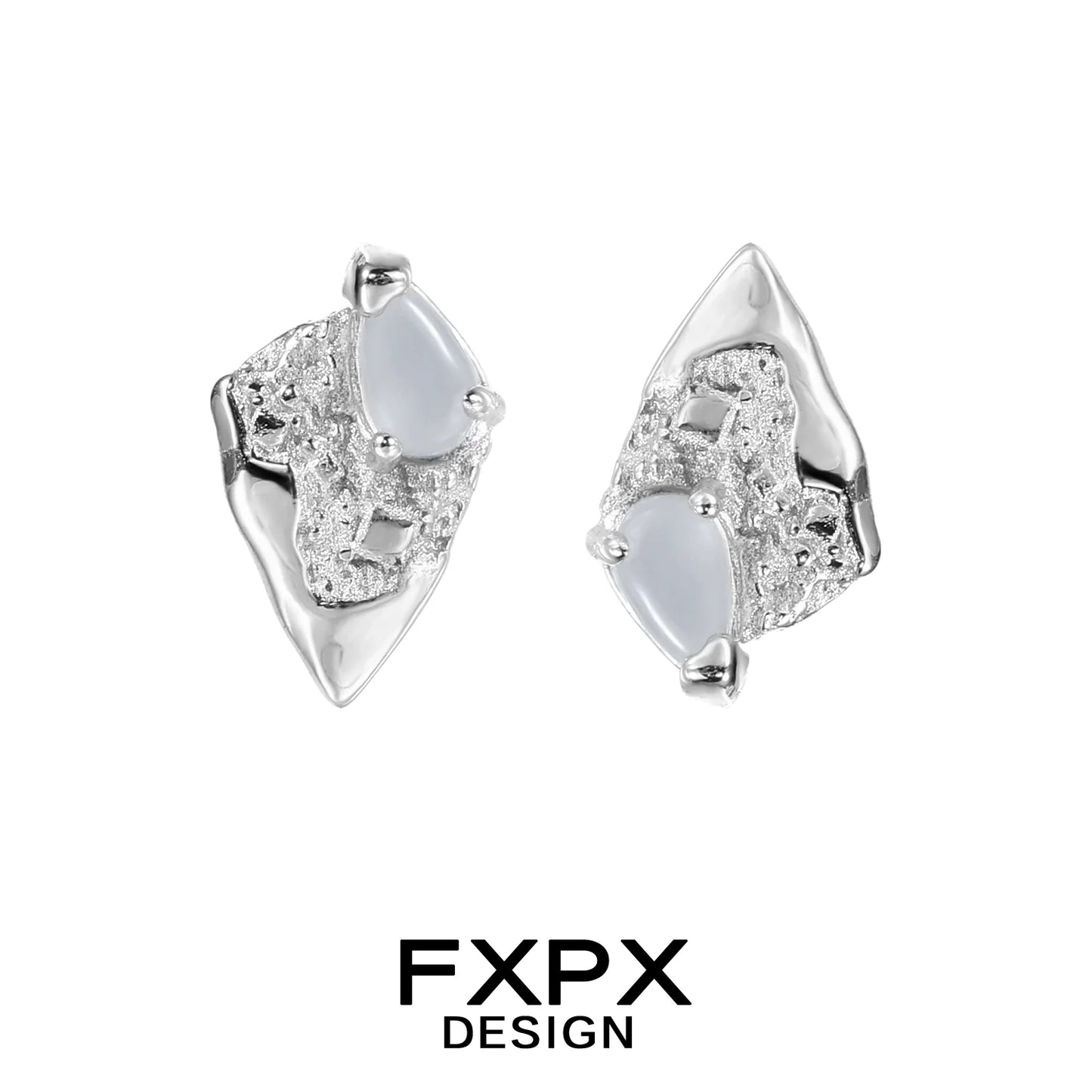FXPX Y2K meteor earrings with a unique design featuring silver and translucent elements
