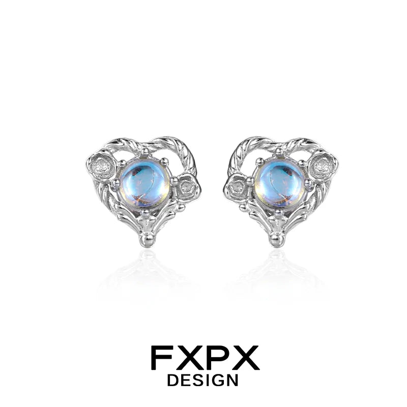 FXPX Y2K moonstone earrings featuring a celestial design with sparkling accents